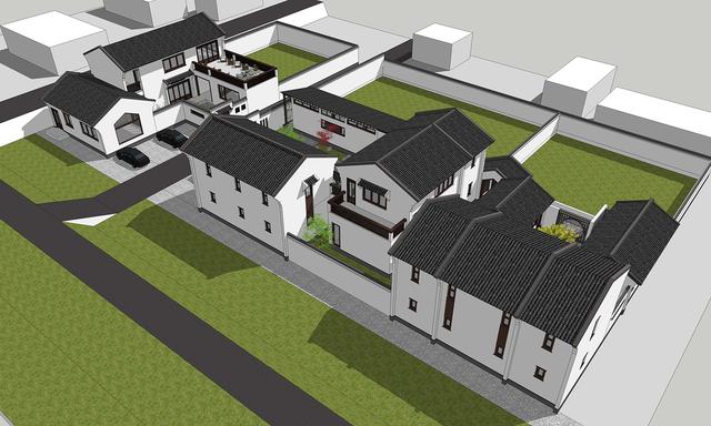 新中式民俗別墅設計圖，可用于民宿，也可商用。