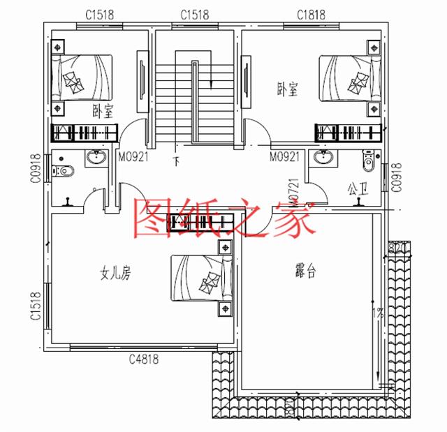 多臥室的三層別墅設計圖，適合大家族，五世同堂也住得下。