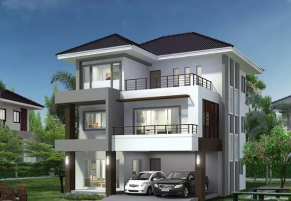 雙車庫三層別墅設計圖， 時尚外觀，經濟實用，戶型合理。