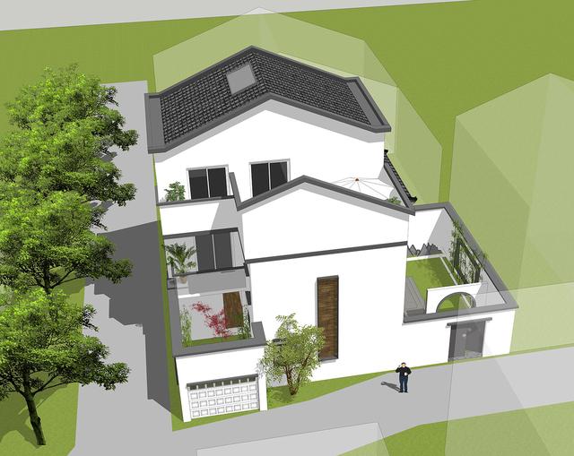 新中式別墅設計圖，三層鄉村復古別墅。