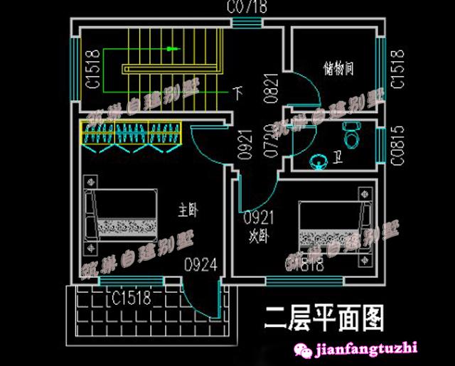 簡約舒適二層平屋頂別墅設計圖，造型簡約不繁瑣，提高生活品味。