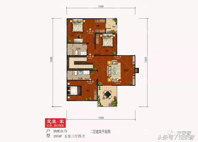 二層別墅設計圖，五室三廳四衛，摒棄了繁瑣和奢華。