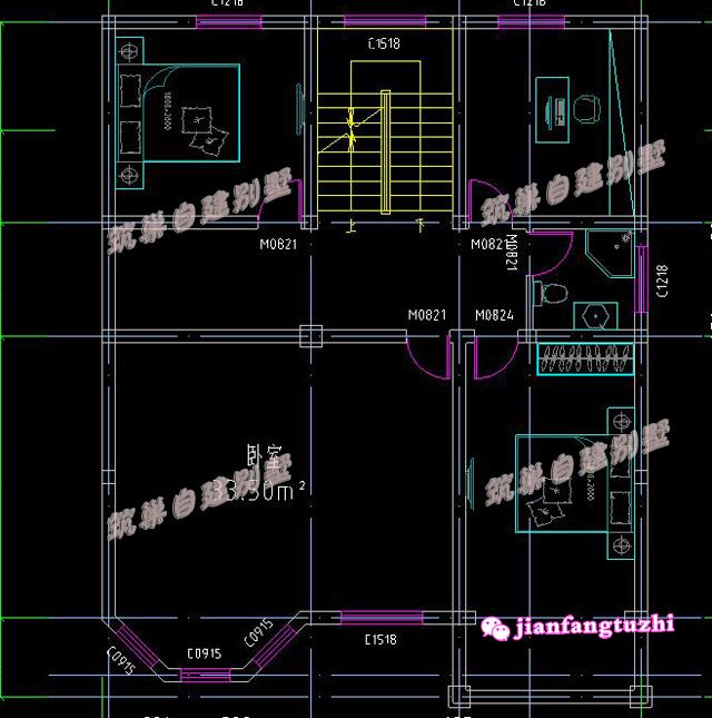 實用四層農(nóng)村別墅設(shè)計圖，10x13米2廳9臥，空間利用高。
