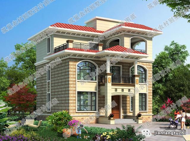 5款帶觀景涼亭三層別墅設計圖，造價40W以內。值得參考。