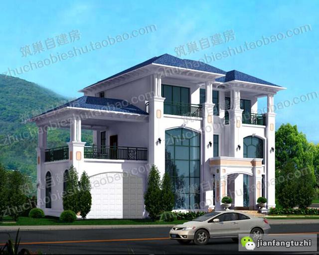 5款帶觀景涼亭三層別墅設計圖，造價40W以內。值得參考。