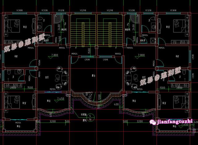大開間二層半三層雙拼別墅設計圖，豪華兼實用。