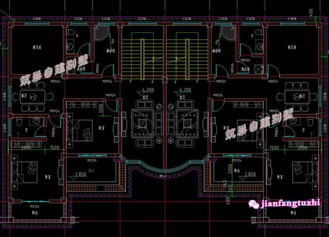 大開間二層半三層雙拼別墅設計圖，豪華兼實用。