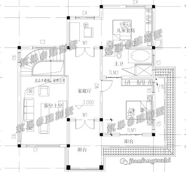 簡歐式二層別墅設計圖，簡約實用，造價低廉。