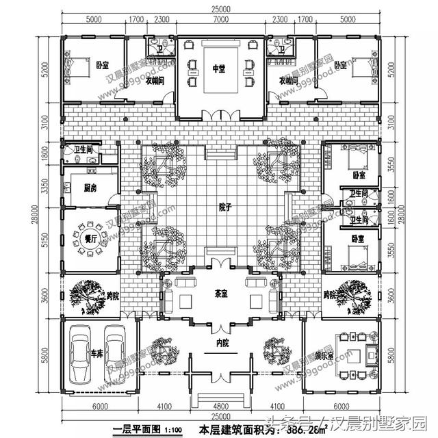農(nóng)村四合院別墅設(shè)計(jì)圖，古香古氣，典雅而不失新穎。