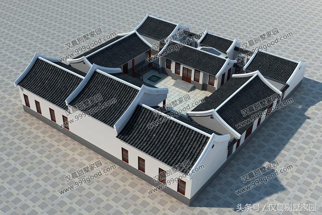 農(nóng)村四合院別墅設(shè)計(jì)圖，古香古氣，典雅而不失新穎。