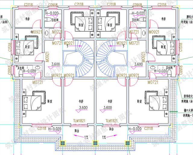 2套實用美觀二層雙拼別墅設計圖，第一套造價40W，第二套23W.