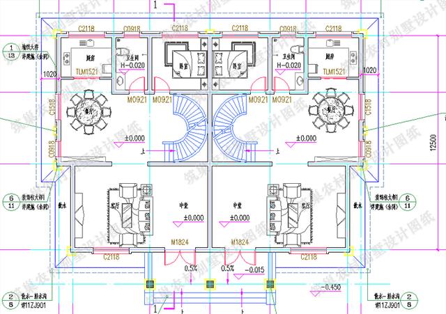 2套實用美觀二層雙拼別墅設計圖，第一套造價40W，第二套23W.