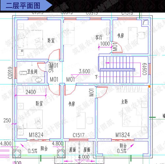 5款二三層別墅設計圖，占地小，造價20萬左右。