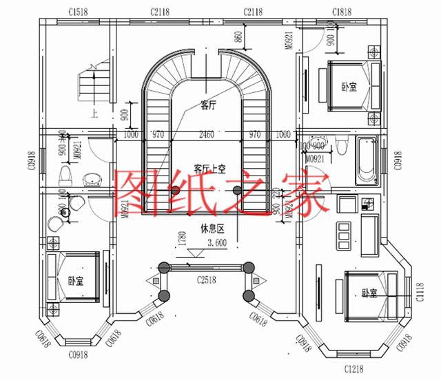 大戶型二層別墅設計圖，經濟實惠、簡單大氣，適合大家族居住。