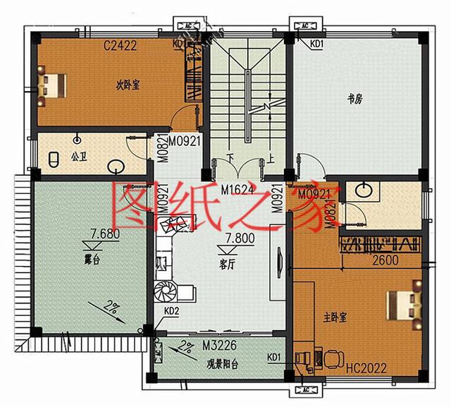 漂亮實用的農村三層別墅設計圖，130平7個臥室。