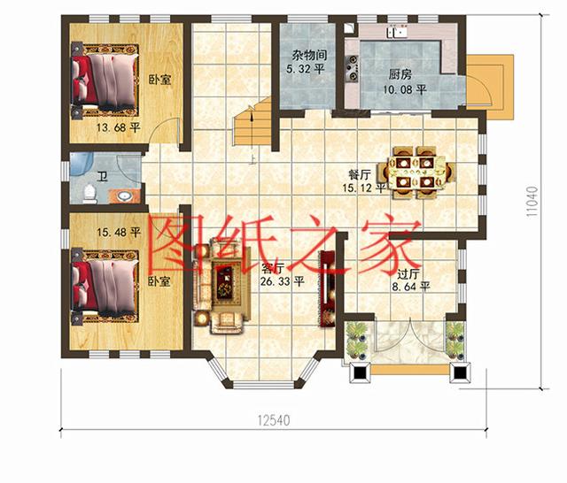 漂亮實用的農村三層別墅設計圖，130平7個臥室。