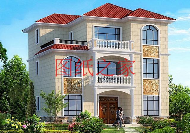 漂亮實用的農村三層別墅設計圖，130平7個臥室。