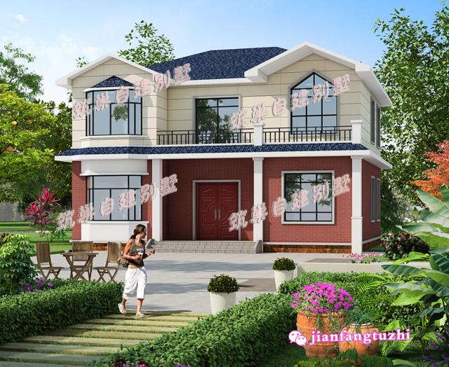 斜屋頂二層小別墅設計圖，150平米左右13x11米帶陽臺。