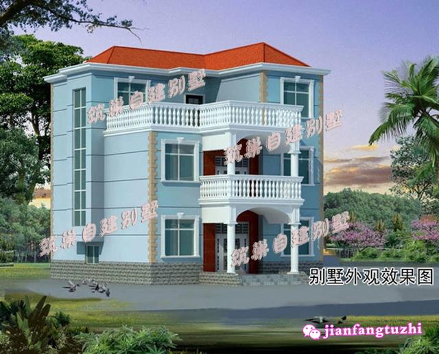 流行經典別墅戶型設計圖，130平米，造價低廉。