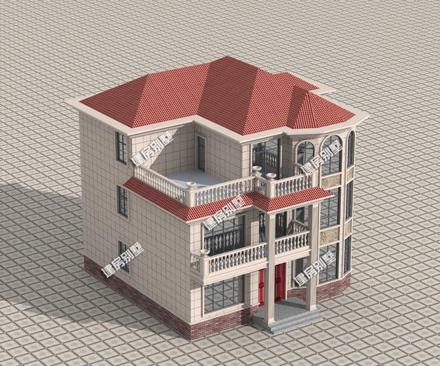 12x12三層別墅設(shè)計(jì)圖，鄉(xiāng)村景致與現(xiàn)代別墅融合的經(jīng)典畫卷。