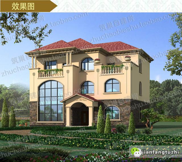 3款三層自建房，前后兩面帶陽臺，造價(jià)40萬以內(nèi)。