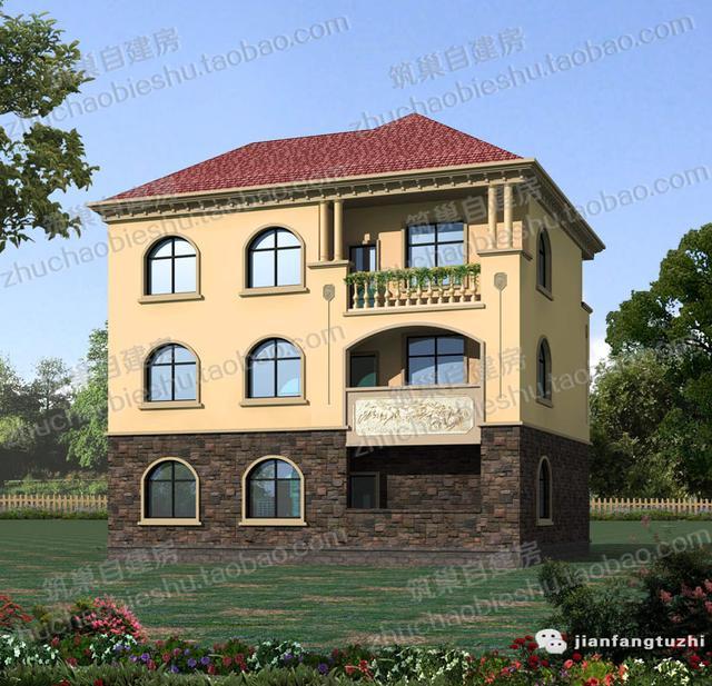 3款三層自建房，前后兩面帶陽臺，造價(jià)40萬以內(nèi)。