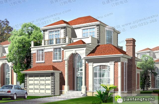 框架結(jié)構(gòu)別墅設(shè)計圖，帶車庫落地窗，歡迎選購！