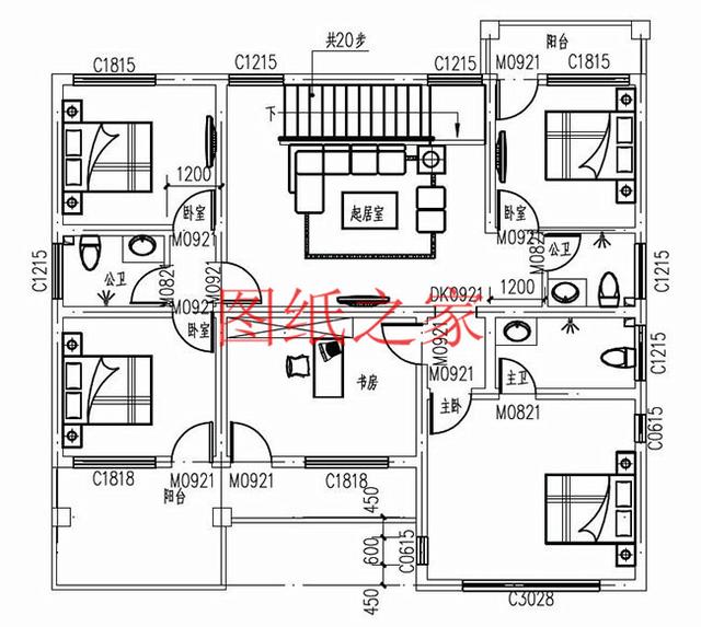 大戶型二層別墅設計圖，造價只要20萬，很受大眾喜歡！