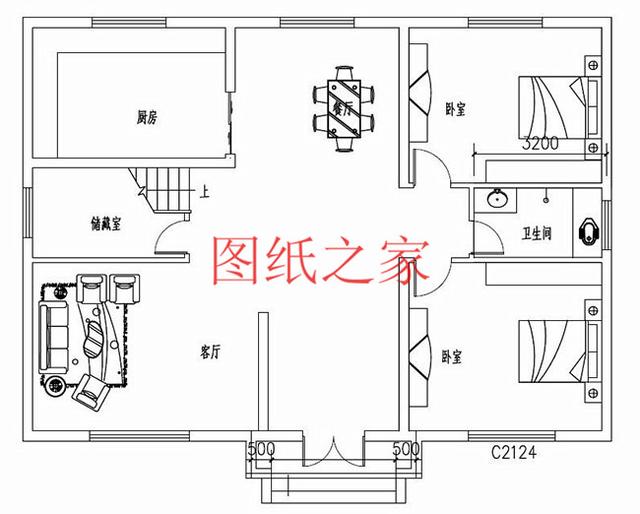 大戶型二層別墅設計圖，造價只要20萬，很受大眾喜歡！