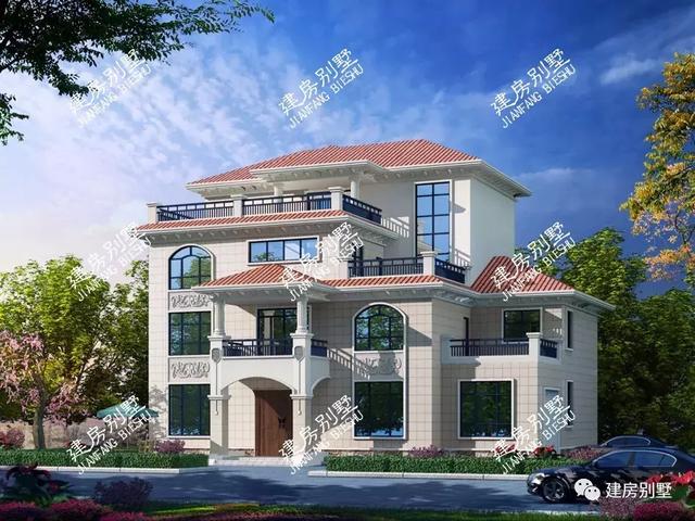 兩棟很氣派的四層別墅設計圖，讓其他建筑黯然失色。
