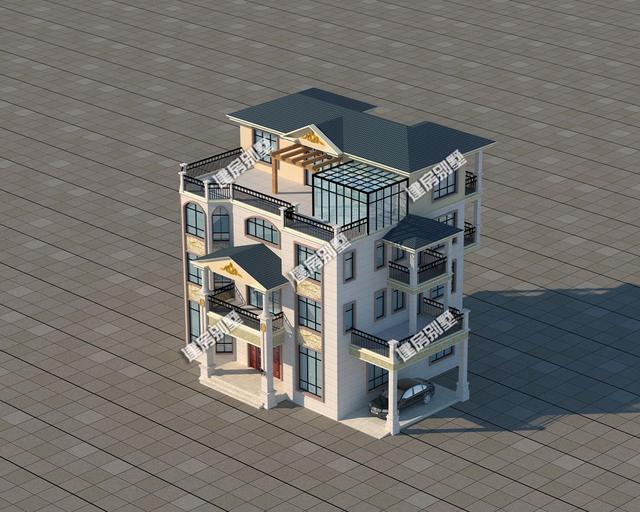 最亮眼的四層別墅設計圖，17.5X12.3米，超大堂屋設計，帶車庫加大露臺