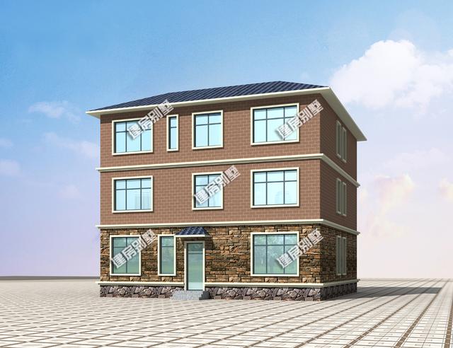 磚混結構三層別墅設計圖，12.8X12.2米，外觀清爽，布局舒服