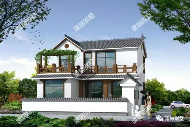 兩款二層新中式風格的別墅設計圖，中式風格，很有意境