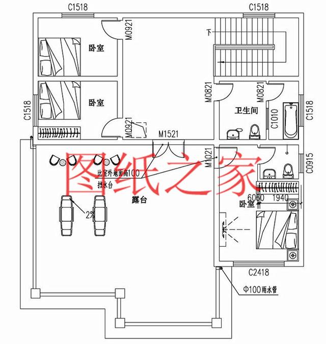 占地面積150平農村三層別墅設計圖，外觀新穎別致，居住舒適