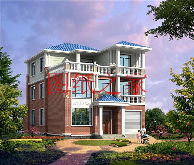 占地面積150平農村三層別墅設計圖，外觀新穎別致，居住舒適