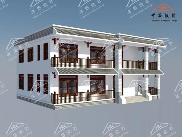 15.8X10.2中式元素民居自建房別墅設(shè)計(jì)圖案例，整體很不錯(cuò)