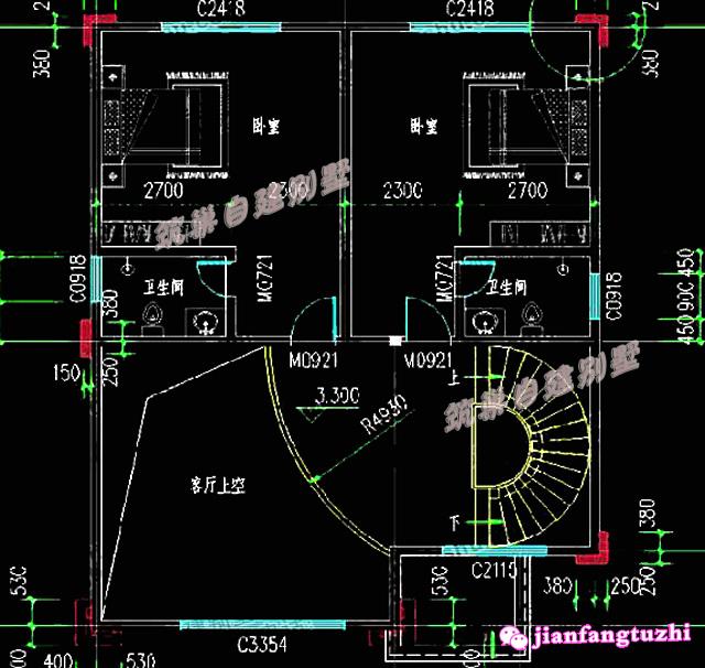 占地120平米簡歐復式挑空客廳三層農村別墅設計圖，你心動了沒