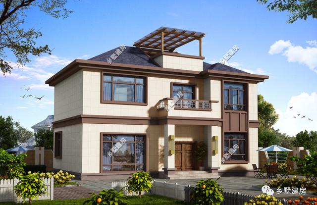 農村別墅設計圖，外形大氣，顏色搭配又優雅，實在太奪人眼球了