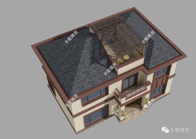 農村別墅設計圖，外形大氣，顏色搭配又優雅，實在太奪人眼球了