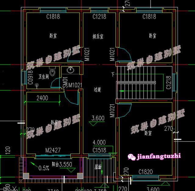 2款二層帶陽臺自建房小洋房設(shè)計(jì)施工圖及效果圖，磚混結(jié)構(gòu)，造價經(jīng)濟(jì)