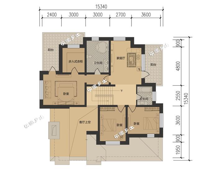 二層美式別墅設計圖，外觀層次豐富，布局大氣舒適，具有經典美式田園風格