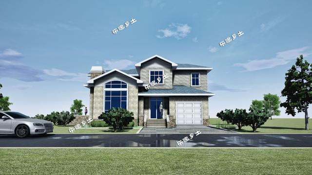 二層美式別墅設計圖，外觀層次豐富，布局大氣舒適，具有經典美式田園風格