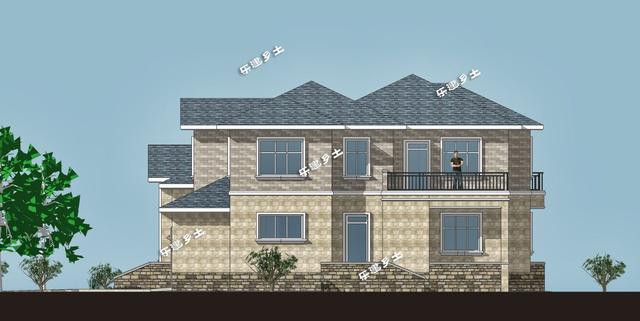 二層美式別墅設計圖，外觀層次豐富，布局大氣舒適，具有經典美式田園風格