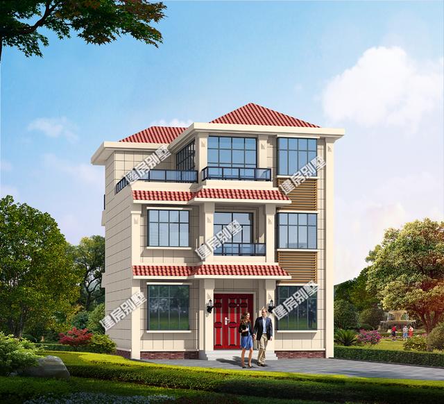 框架結構10X13三層農村自建房設計圖，簡約外觀，實用布局