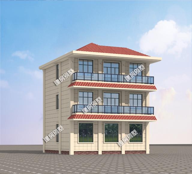 框架結構10X13三層農村自建房設計圖，簡約外觀，實用布局