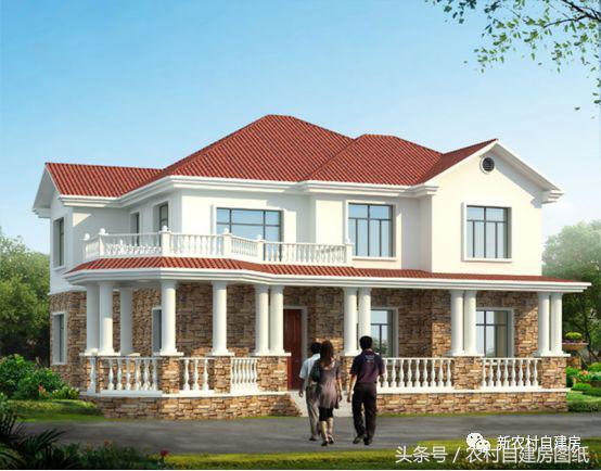 大氣二層歐式別墅設(shè)計圖，多面開窗，南北通透，功能一應(yīng)俱全