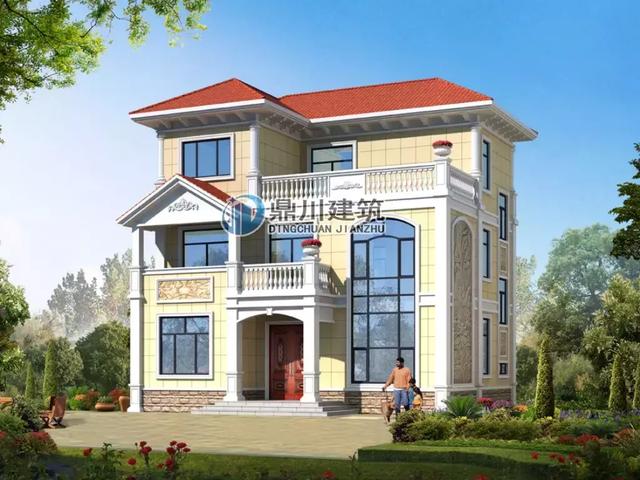 漂亮三層小別墅設計圖，帶露臺和堂屋，簡直是農村自建房典范