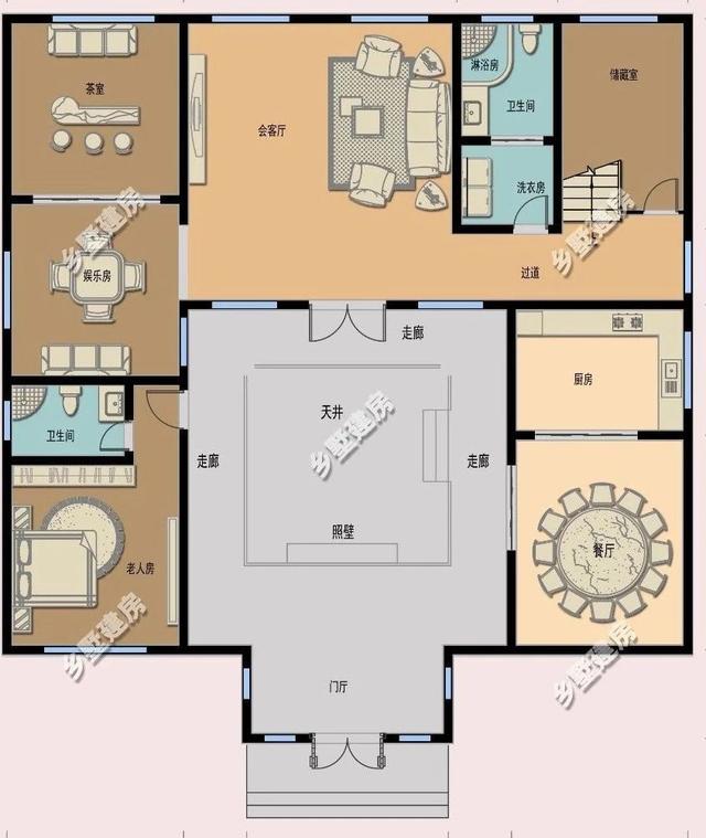 推薦一款十分亮眼的新中式四合院別墅設(shè)計(jì)圖，黛瓦白墻，有種意境美