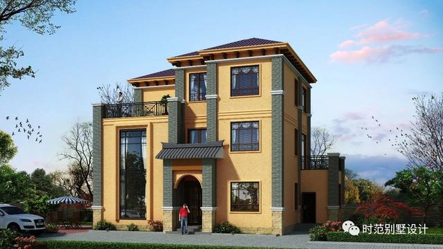 小進深三層復式新中式別墅設計圖，戶型方正，四周通透