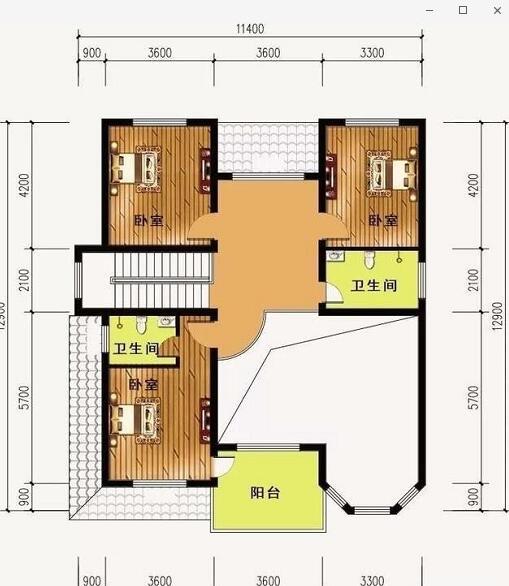 二層農村自建房設計圖，11.4x12.9米，住起來肯定令人心神愉悅